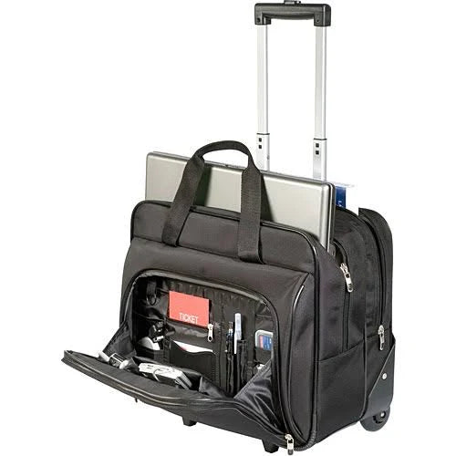 Black Nylon Rolling Laptop Case K12052