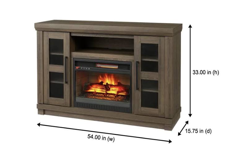 54 in. Media Console Infrared Electric Fireplace in Vintage Warm Oak H845669