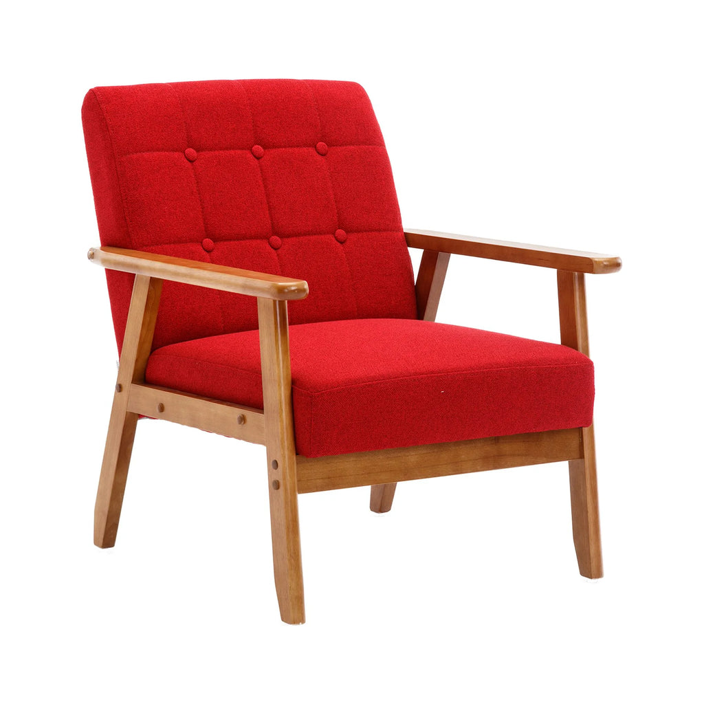 Accent Chairs Set of 2 with Side Table, Wood and Fabric Armchairs P101205