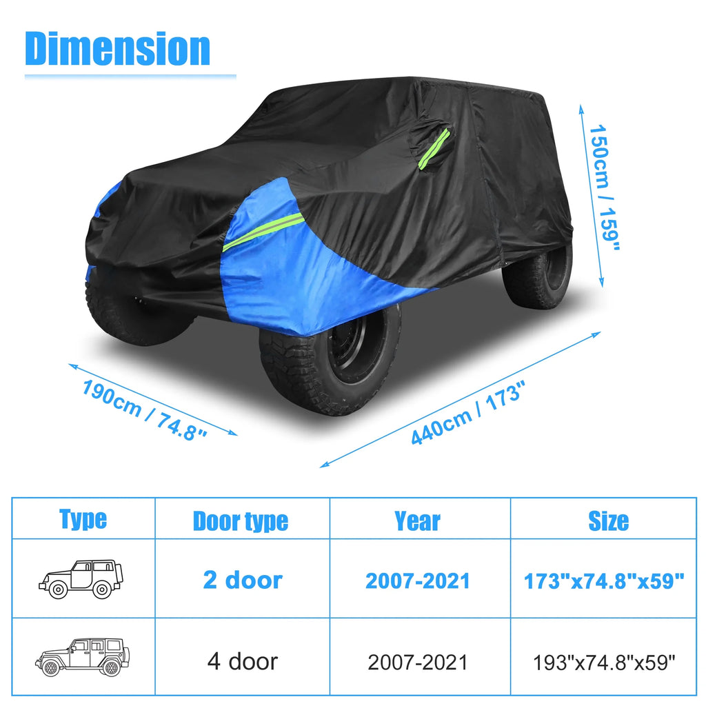 210D Black Blue Car Cover T125