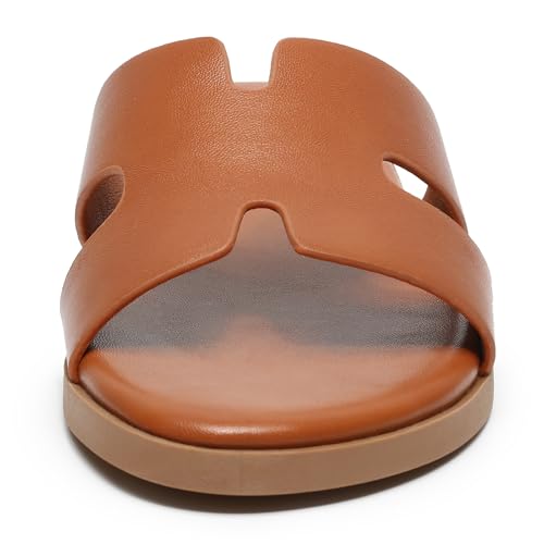 Womens Open Toe Slip on Leather Sandals N2386