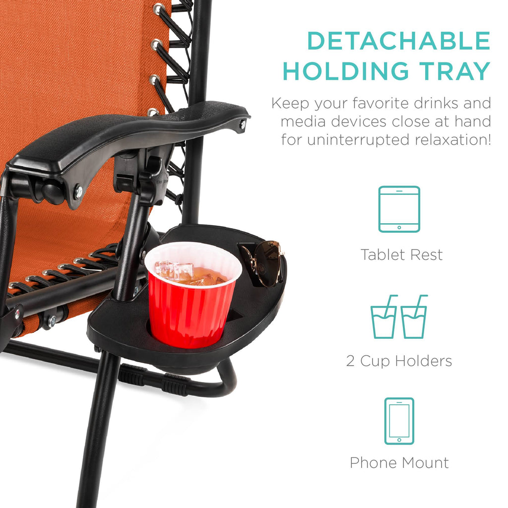 Terracotta Orange 2-Person Zero Gravity Chair with Cup Holders C164