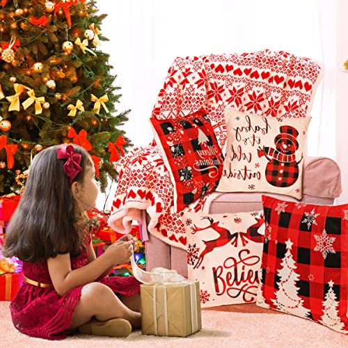 Christmas Pillow Covers 18x18 Inch Set of 4 Y968