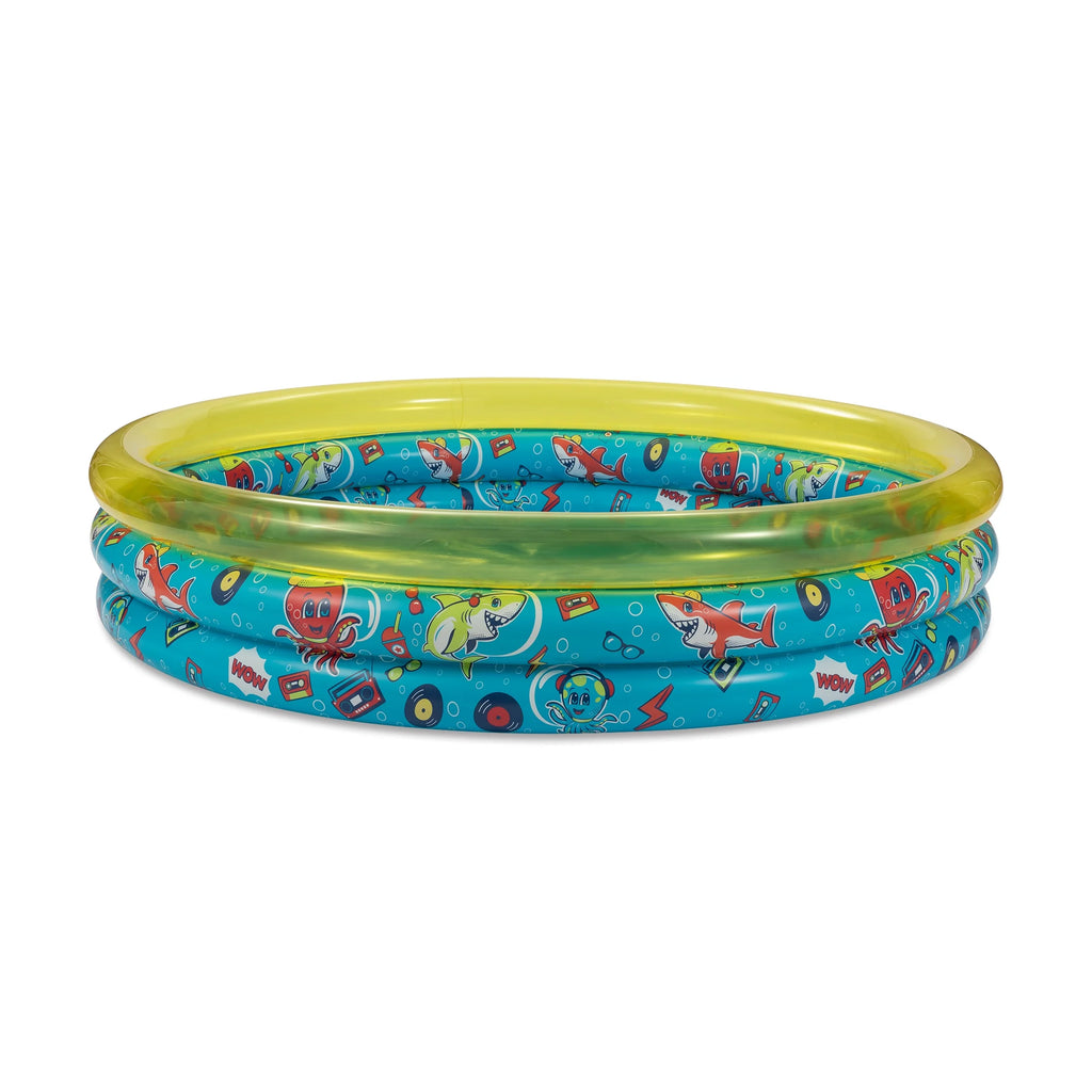Yellow Round Inflatable 3-Ring Kiddie Pool R97811
