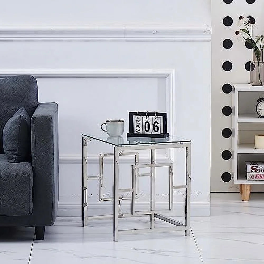 Nesting Table Set of 3 Glass Tempered Glass U8807