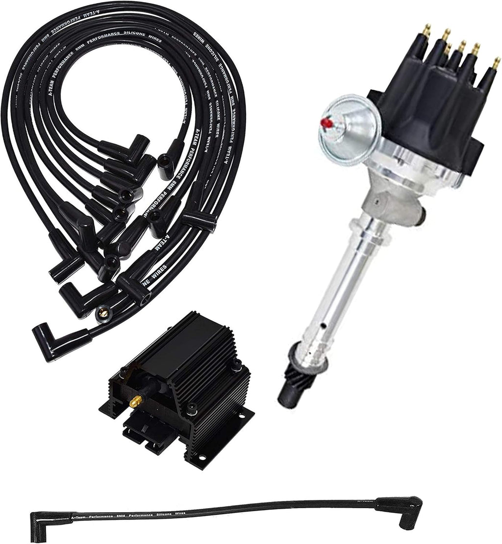 Black 8.0mm Spark Plug Wires Distributor Coil for Chevy Corvette SBC O2879