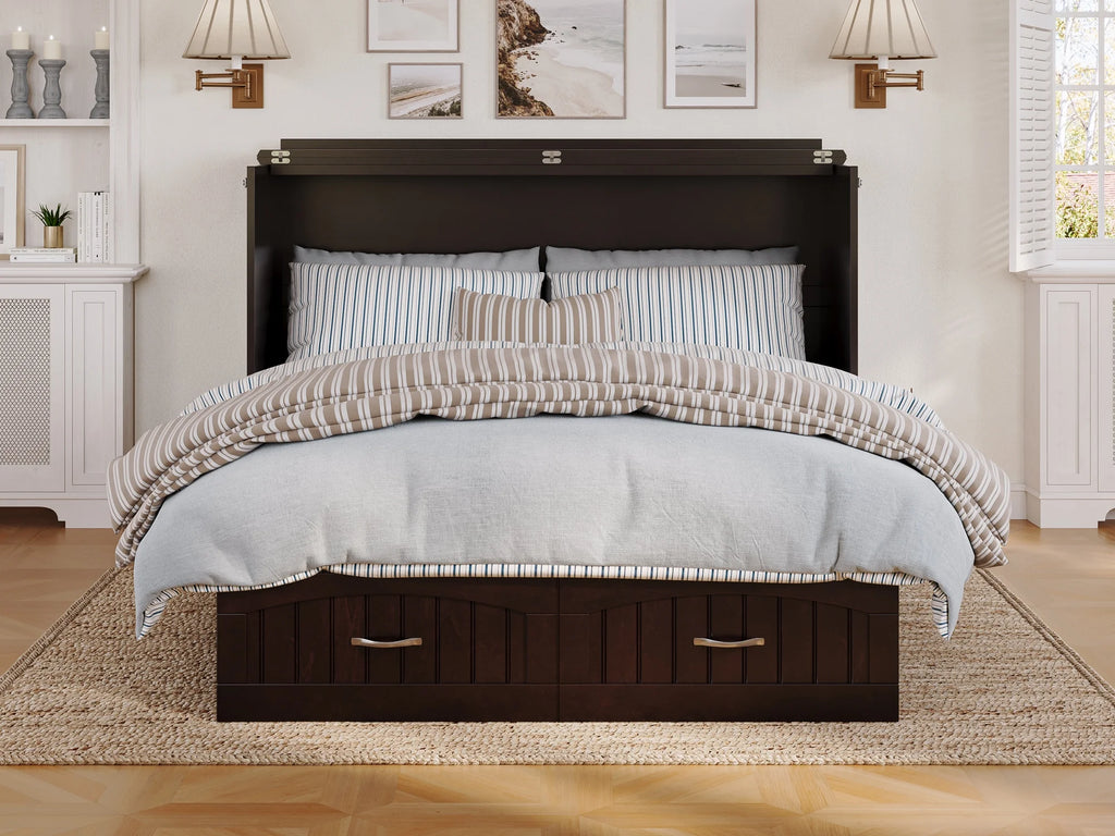 Queen Solid Wood Murphy Bed Chest with Mattress S766656