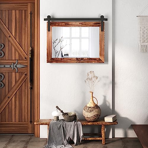 41" x 26" Rustic Wood Framed Wall Mirror (Brown) F29079
