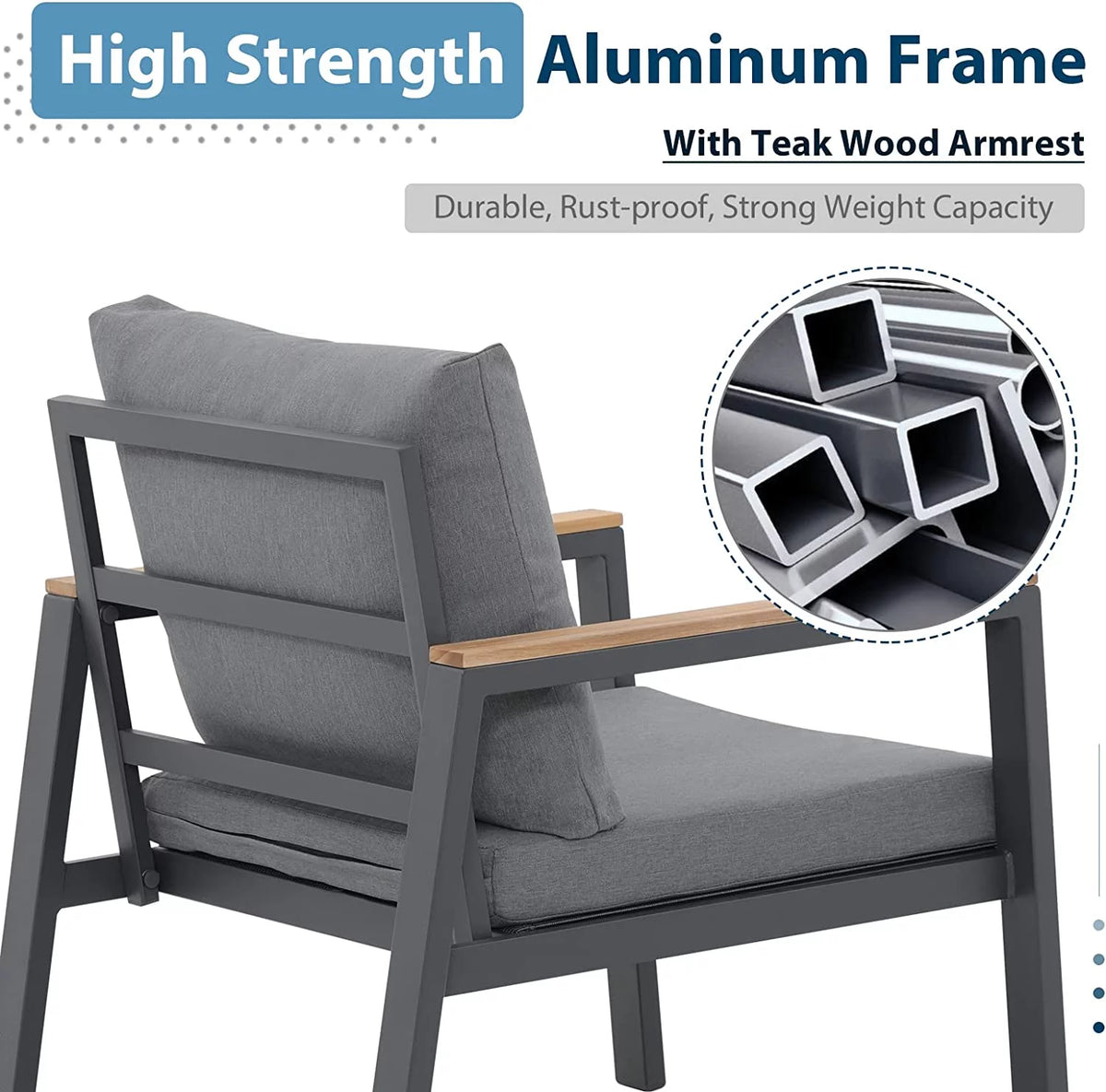 5 Pieces Aluminum Patio Furniture Set with Coffee Table and Cushions Y94289