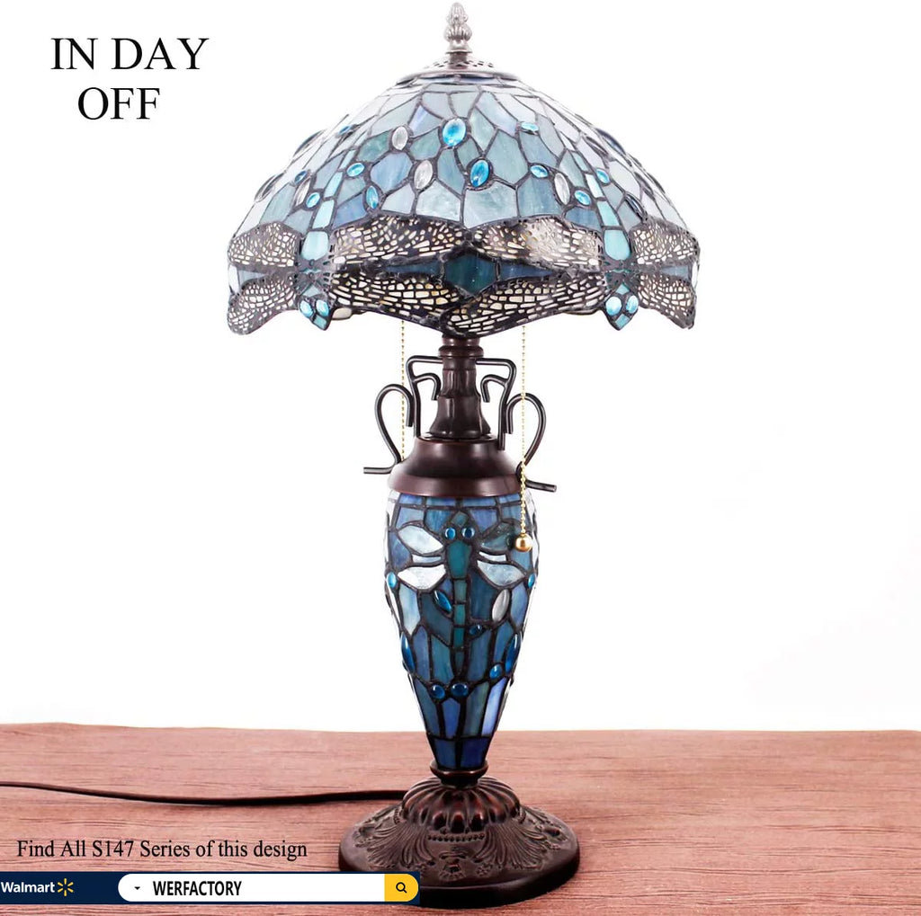 Sea Blue Stained Glass Table Lamp N859