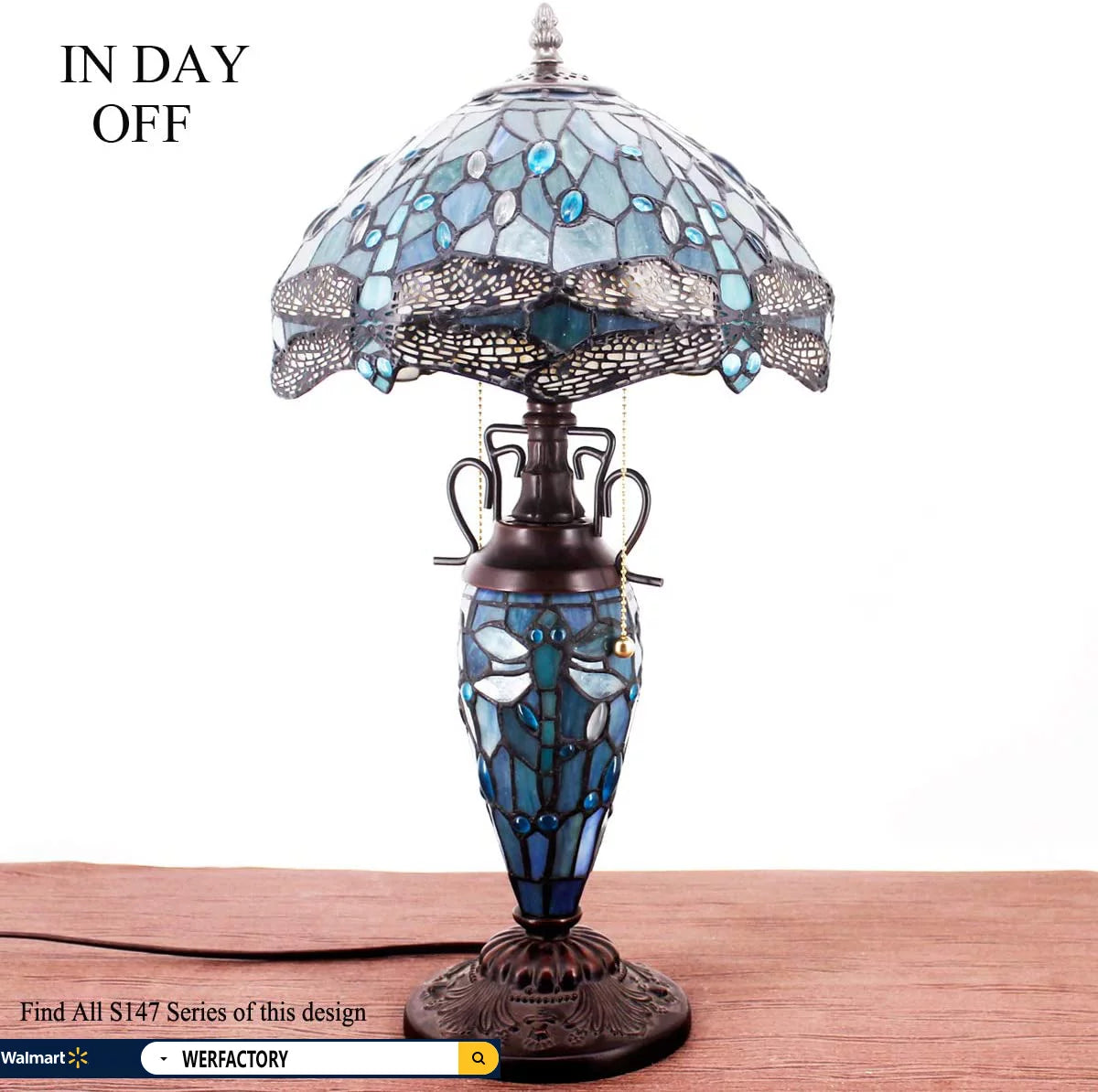 Sea Blue Stained Glass Table Lamp N859