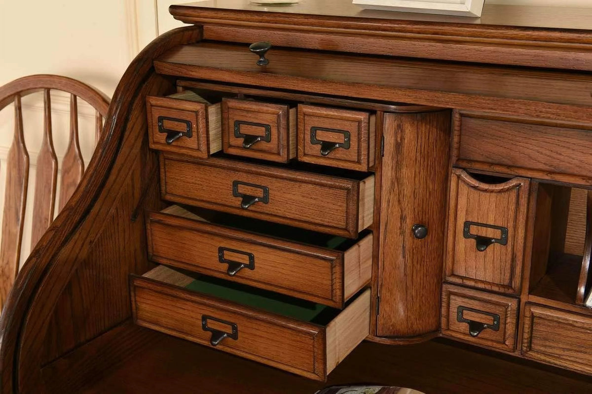 54 Inch Solid Oak Wood Rolltop Desk X749