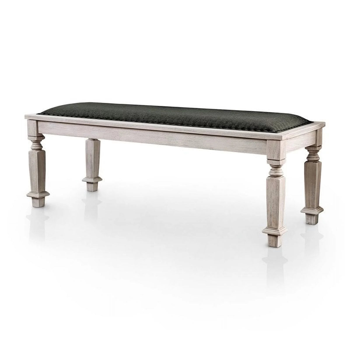 Antique White Wood Dining Bench B68860