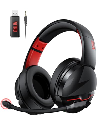 Black Wireless Gaming Headset with 2.4GHz Bluetooth 5.3, 100Hrs Battery, Noise Canceling Mic, 50mm Drivers B371