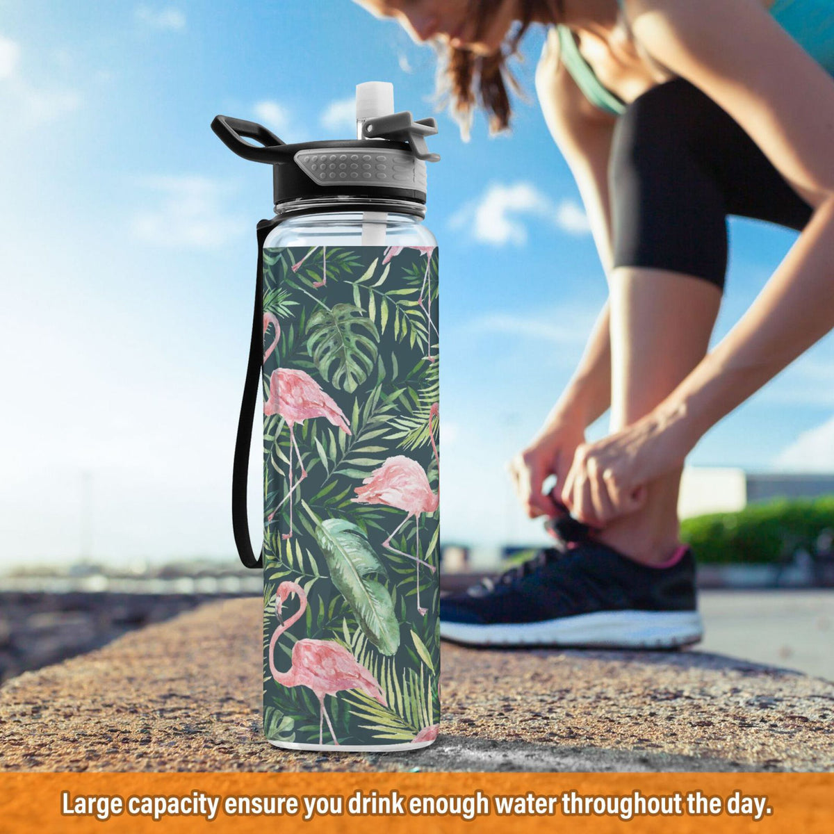 32oz Tritan Leakproof Clear Water Bottle with Straw B26722