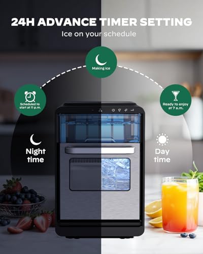 Crescent Ice Maker Countertop, Self-Cleaning, 16 Pcs in 15 Mins T819
