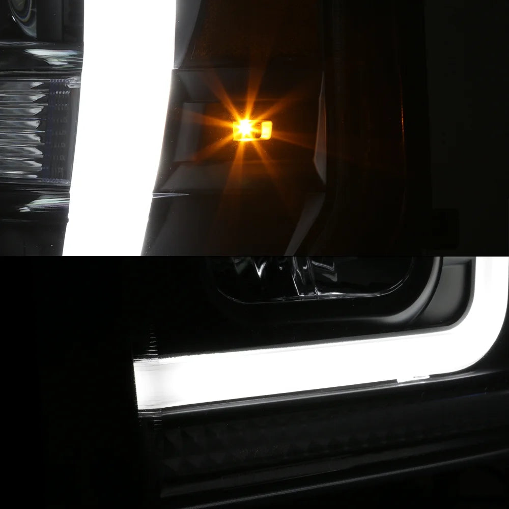 Black LED Tube Projector Headlights Pair B700827