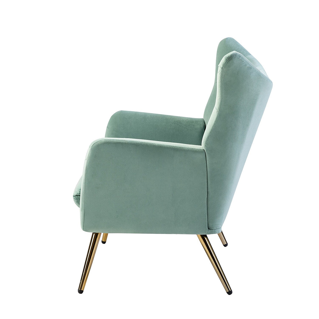 Tufted Wingback Loveseat Sofa with Metal Legs Sage B7324