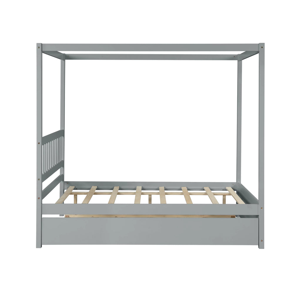 Pine Wood Canopy Bed Full Gray Y820414