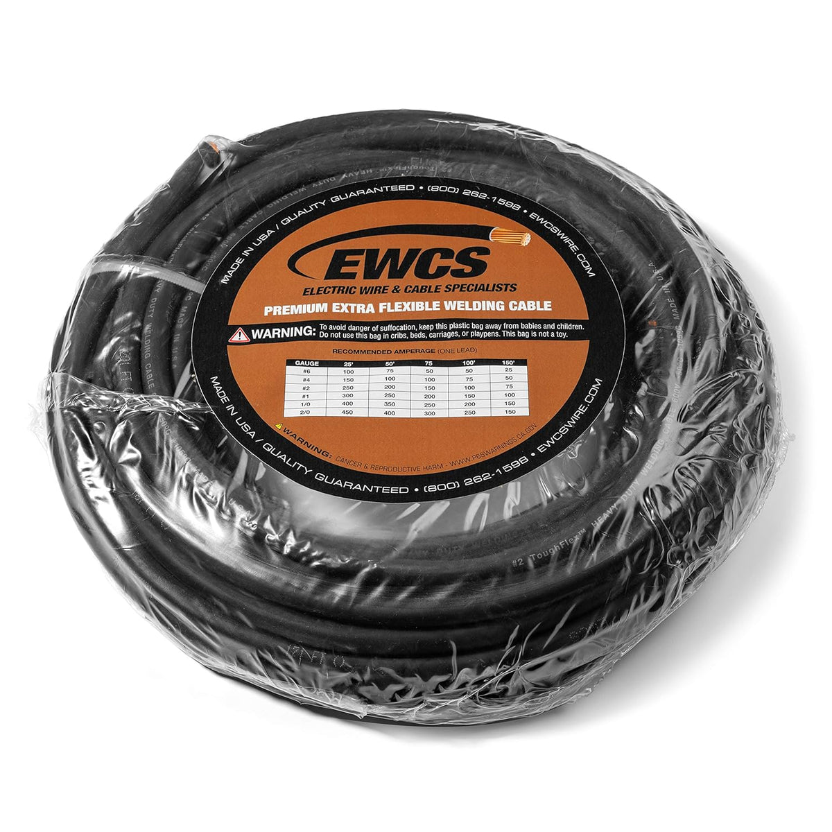 2 Gauge Extra Flexible Welding Cable 600 VOLT Black 25 Feet K6414