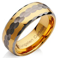 Tungsten Two Tone Gold Silver Hammer Finish Facet Cut Wedding Band Size 13 Z219