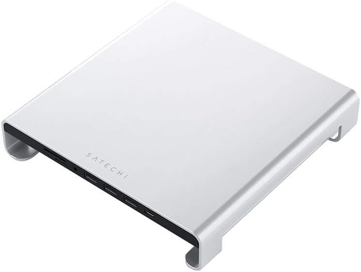 Type-C Aluminum Monitor Stand Hub with USB-C Data, USB 3.0, Micro/SD Card Slots & 3.5mm Headphone Jack G26640