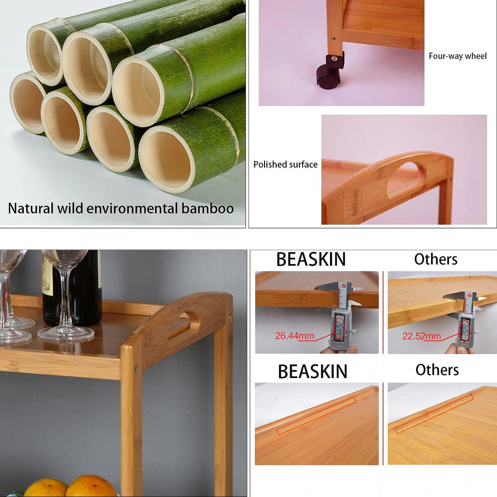 Side Table with Three-Tier Storage and Four Wheels Z9335