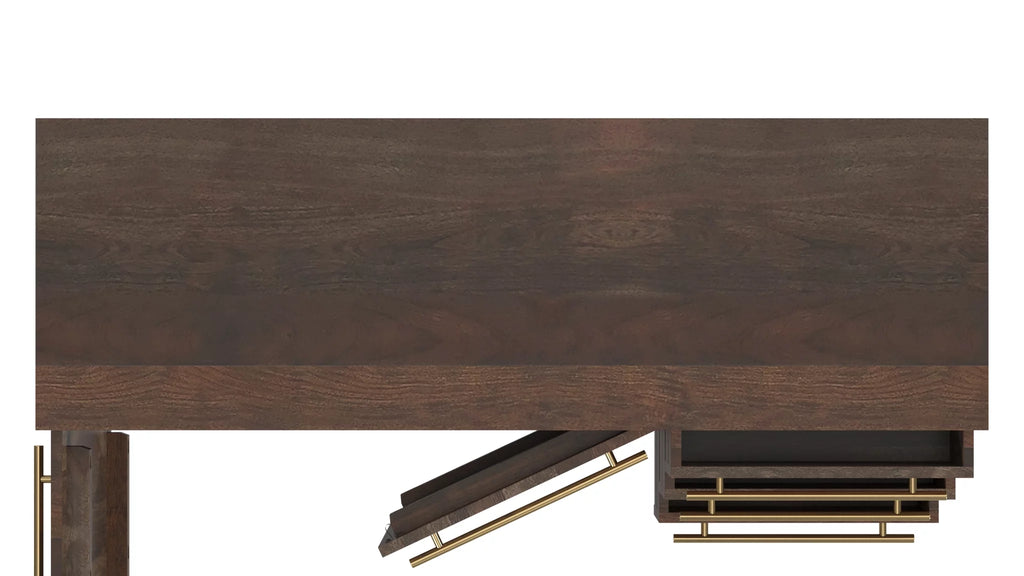 Dark Brown 3-Drawer 2-Door Wood Console Table E920456