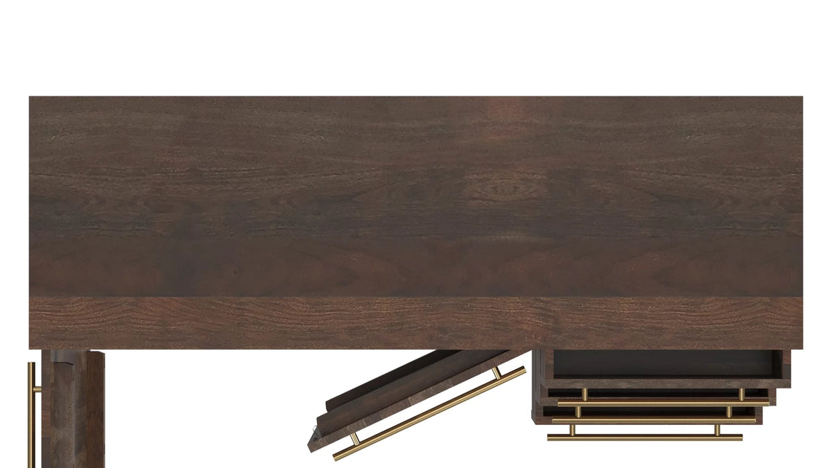 Dark Brown 3-Drawer 2-Door Wood Console Table E920456