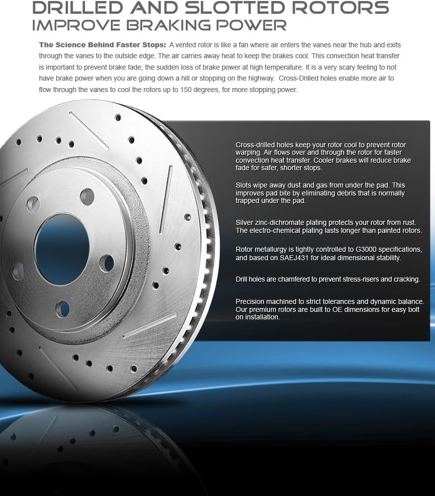 FRONT 255mm Drilled/Slotted 4 Lug Rotors Pack of 2 X487558