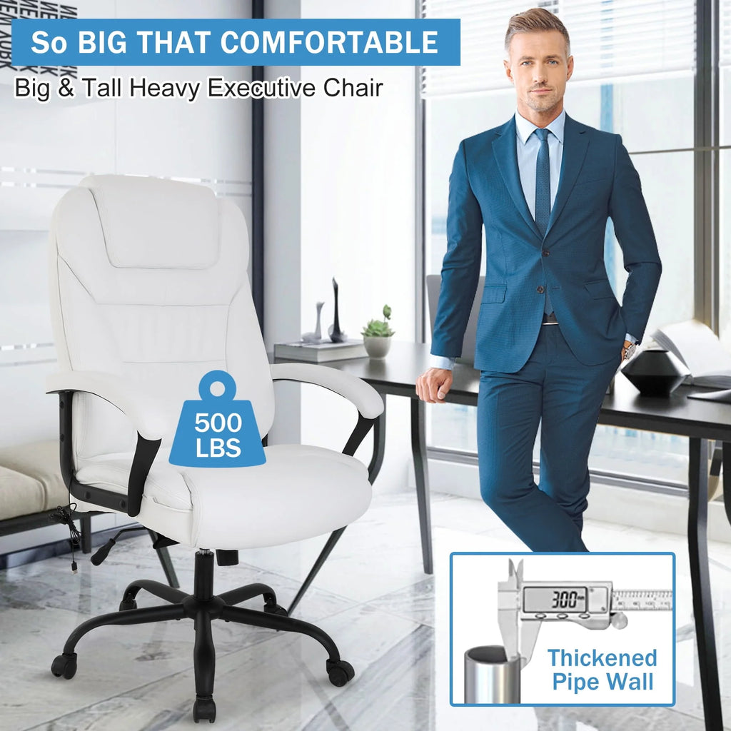 500 lbs Capacity Leather Ergonomic Office Chair D237855