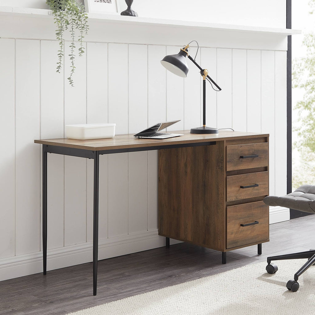 52-Inch 3-Drawer Dark Walnut Desk W578346