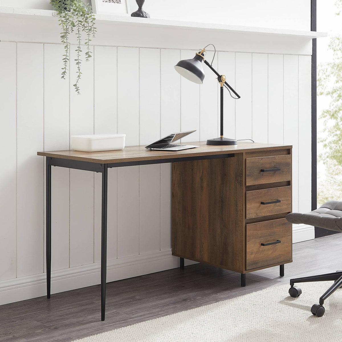 52-Inch 3-Drawer Dark Walnut Desk W578346
