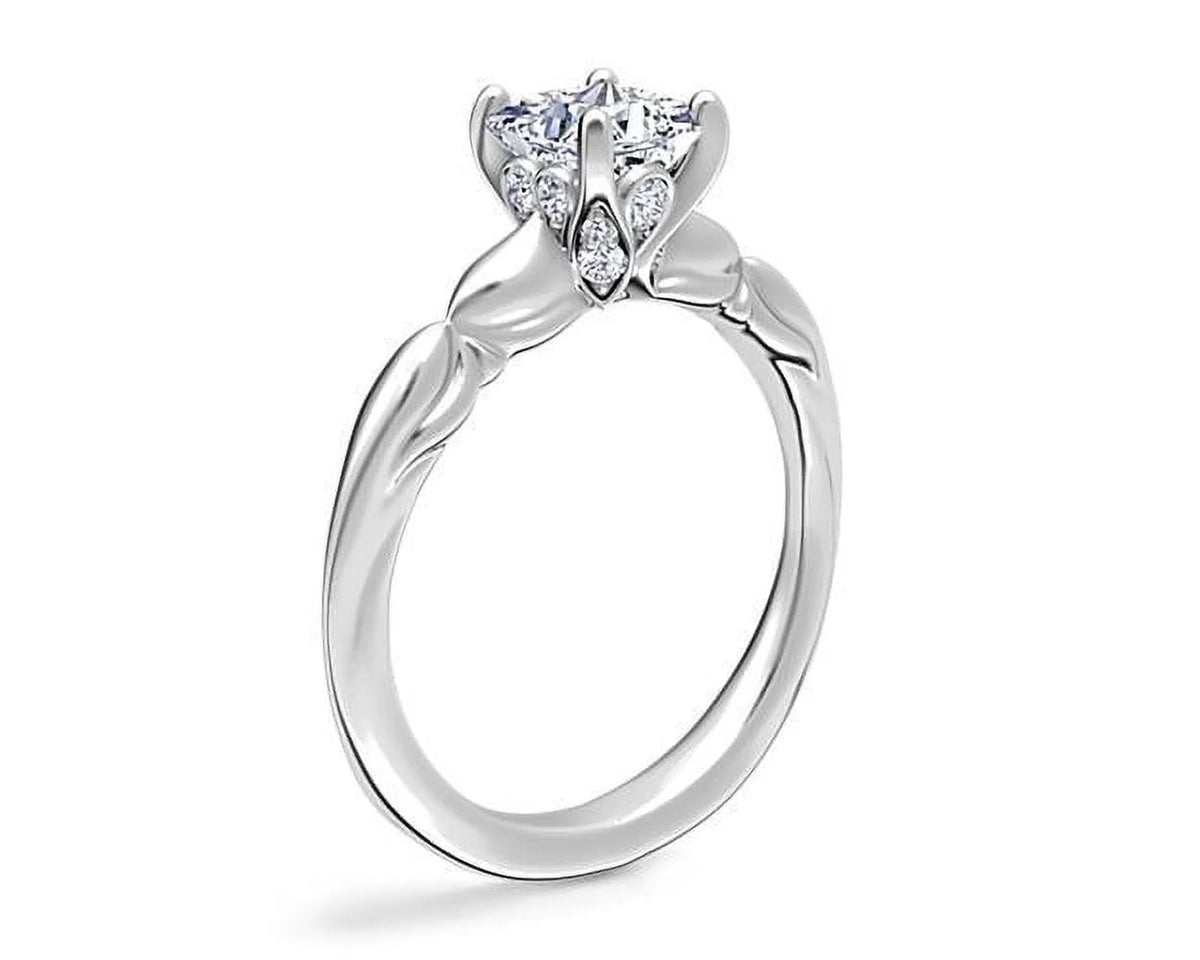 14K White Gold Solitaire Wedding Ring Y864