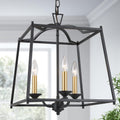Black Modern 3-Light Lantern Cage Chandelier S623