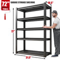 72"H 5-Shelf Heavy Duty Metal Storage Shelving Unit Black S53615