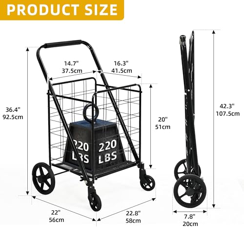 Folding Shopping Cart with Wheels B11700