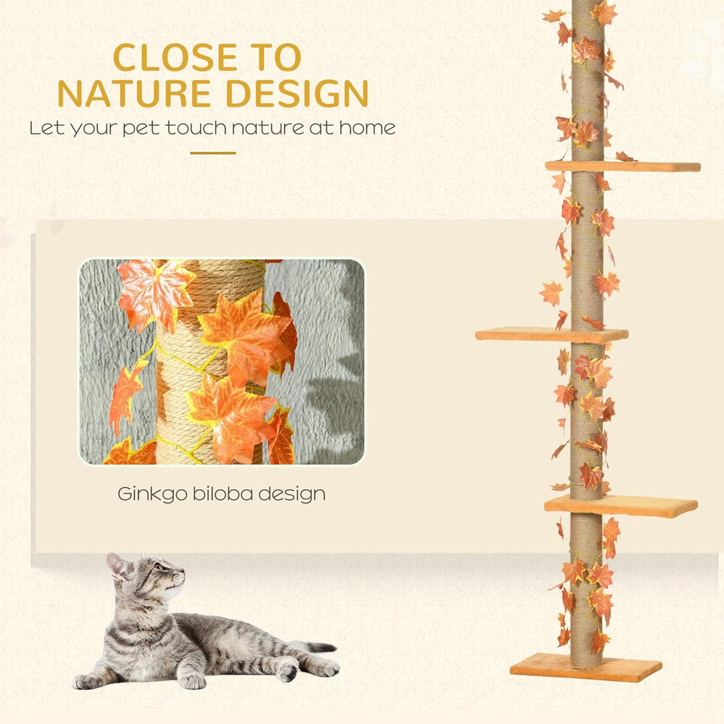 80" - 95" Adjustable 3-Level Cat Tree with Sisal Scratching Post C564