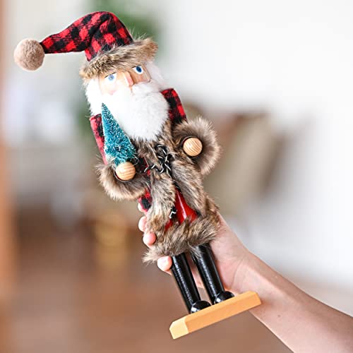 Red and Black Wooden Nutcracker Santa Claus 15" G853