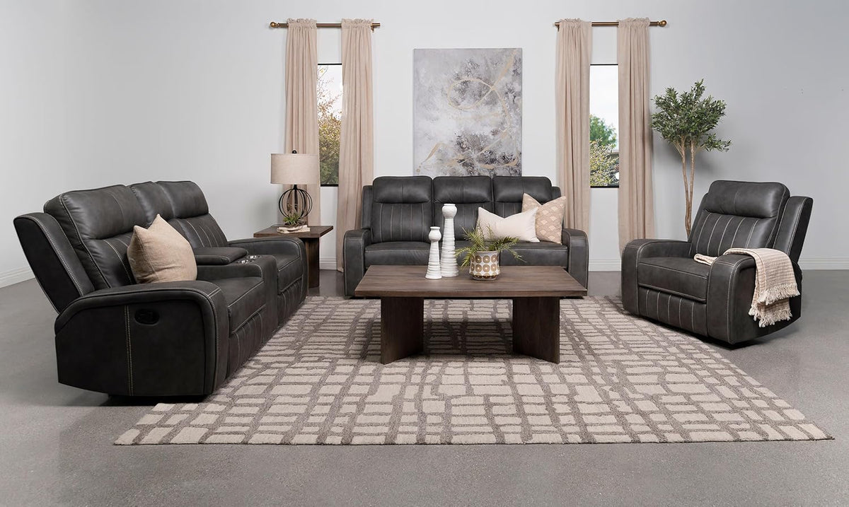 3-Piece Upholstered Motion Reclining Sofa Set Grey M2756
