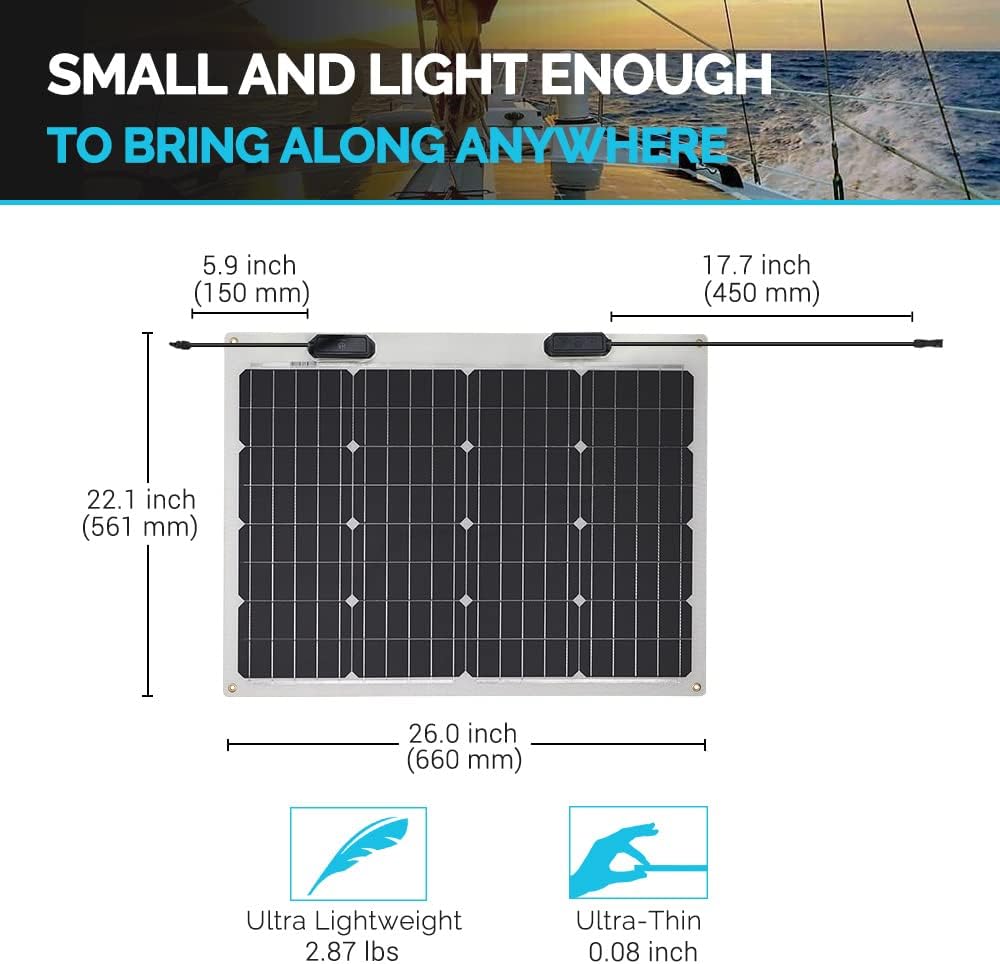 50 Watt 12 Volt Monocrystalline Flexible Solar Panel O6611