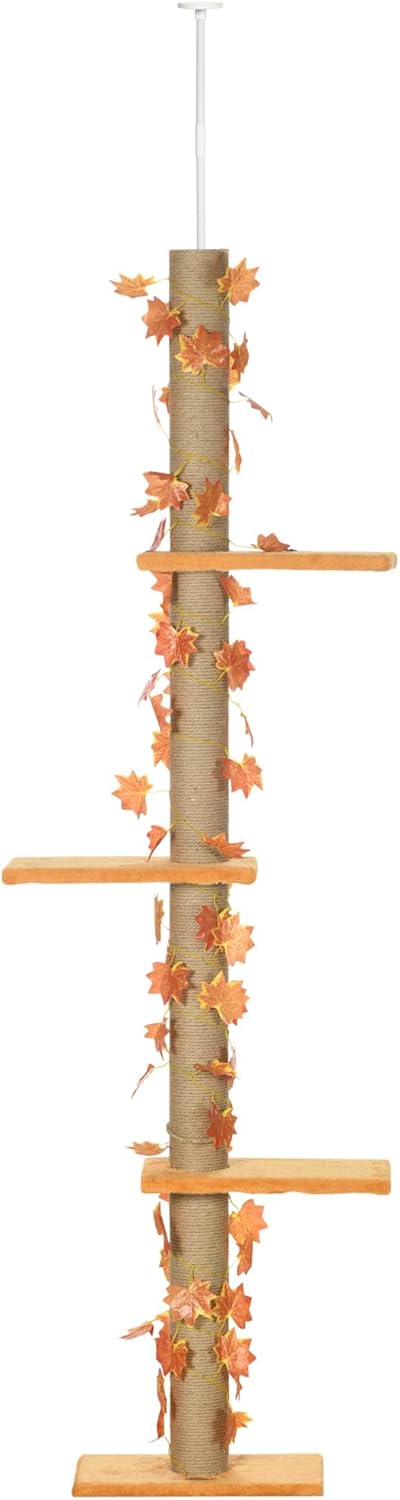 80" - 95" Adjustable 3-Level Cat Tree with Sisal Scratching Post C564