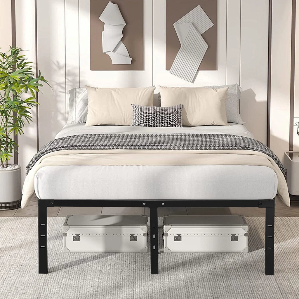 Metal Platform Bed Frame with Built-in Storage Full Size B856502