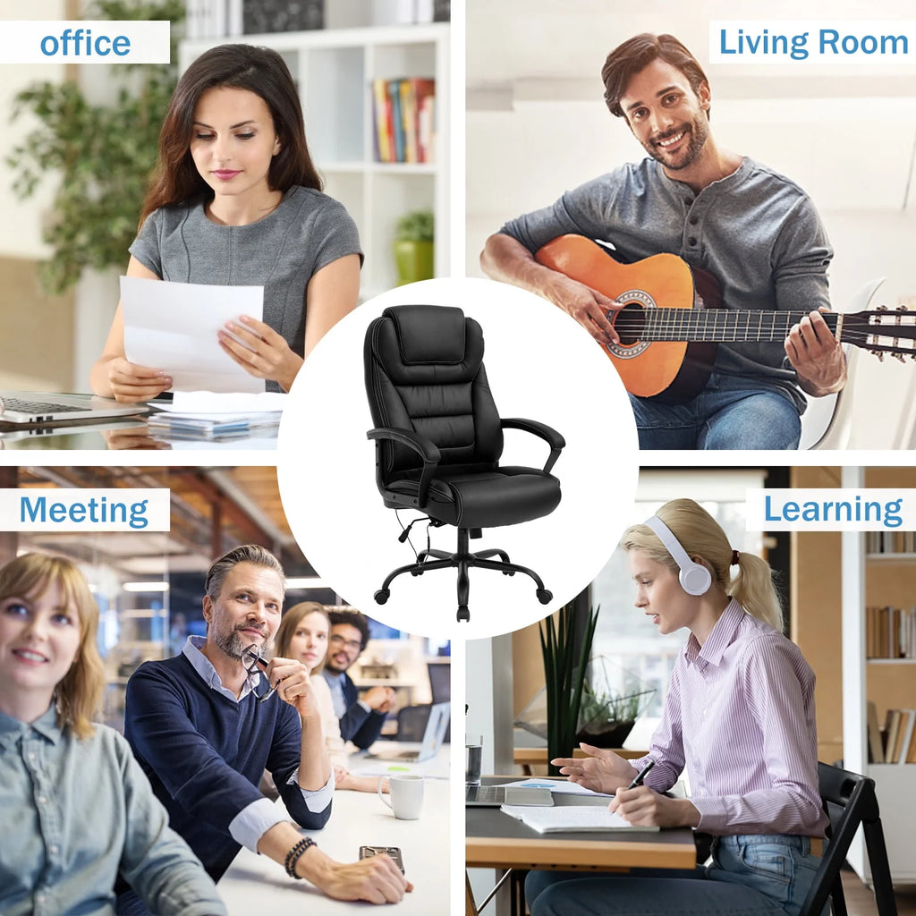 500 lbs Capacity Leather Ergonomic Office Chair D237855