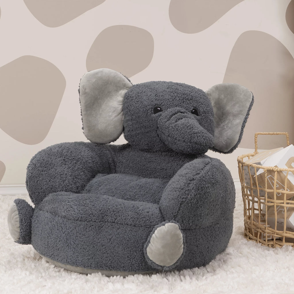 Plush Gray Elephant Toddler Chair D588