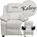 White Vinyl Kids Recliner with Storage Arms I23803
