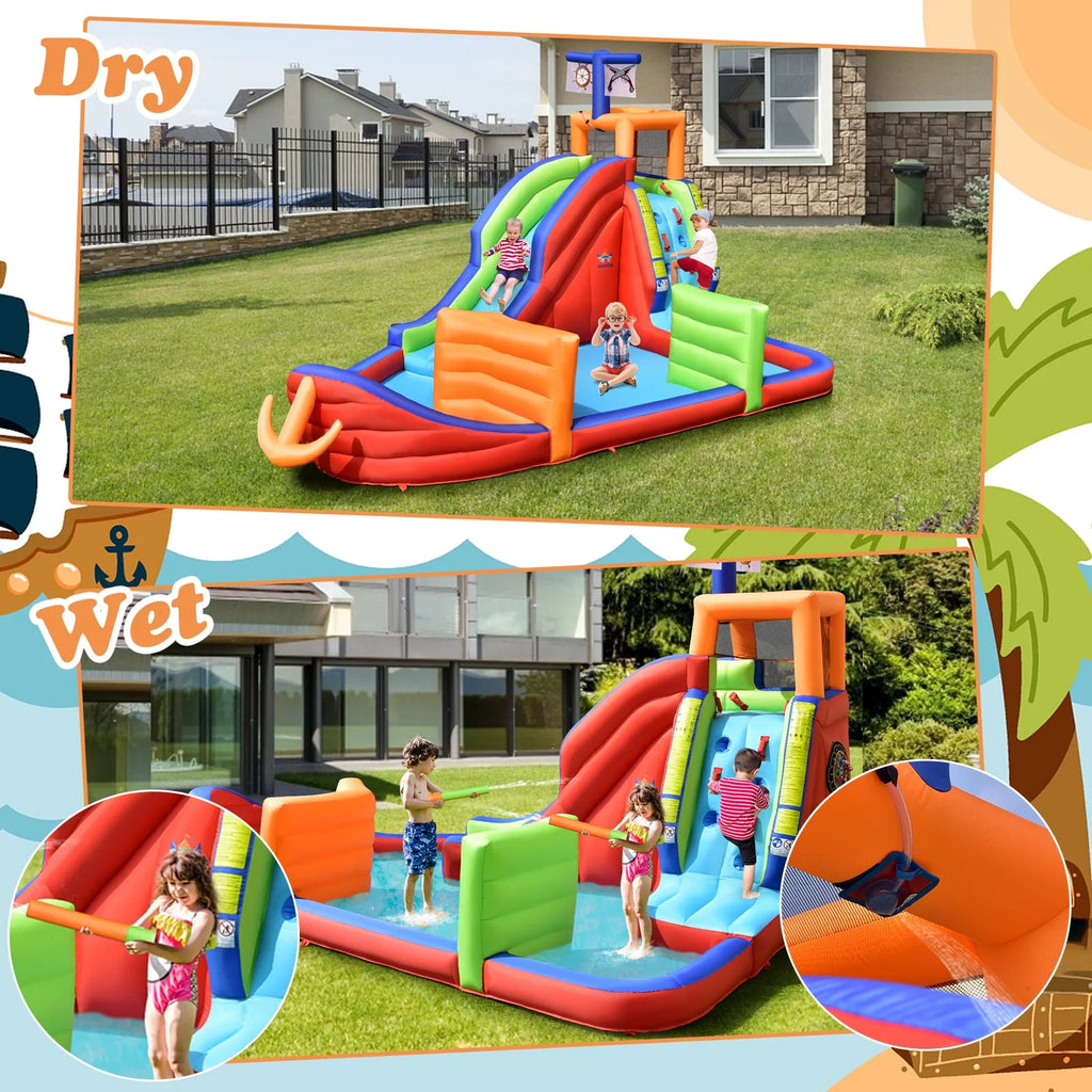 6-in-1 Inflatable Castle with Water Guns & Blower K243355