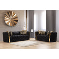 2 Pc Velvet Button Tufted Sofa Set in Black F66281