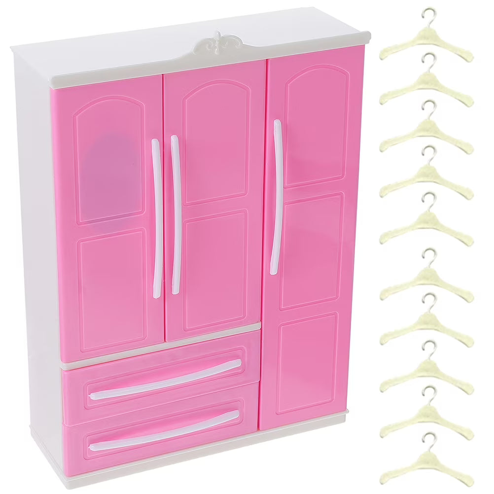 Doll Wardrobe Coat Hangers Furniture Storage Closet Rack T223