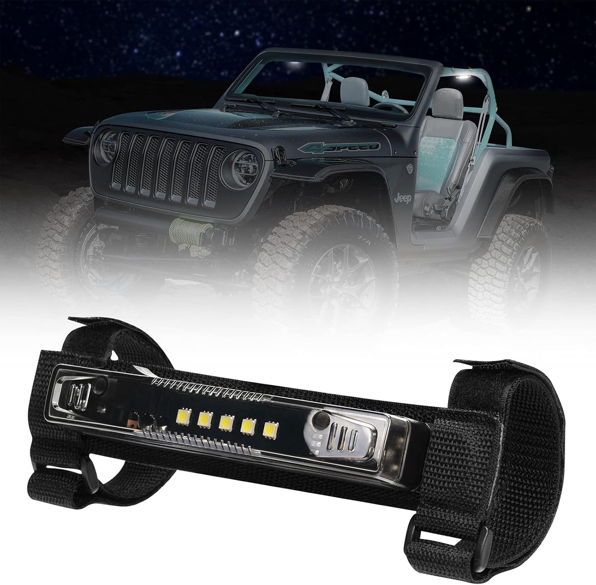 Black Pack of 2 Universal Roll Bar Mount Interior Dome Light L908350
